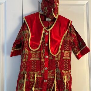 3 PC Kids Red and Gold Matching Set Size M 9-10
